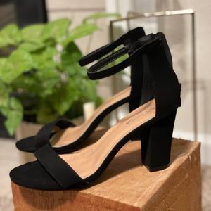 Black strappy heels